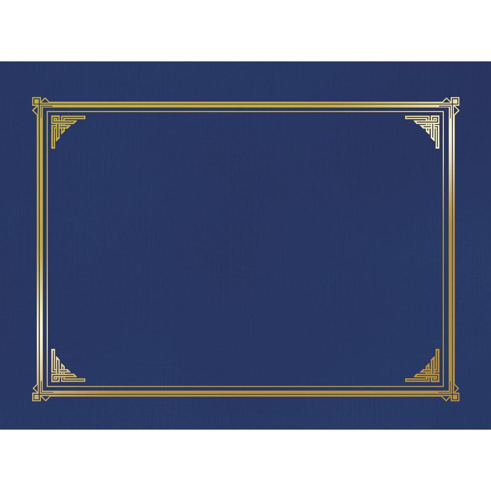 Geographics Letter, A4+ Recycled Certificate Holder - 8 1/2" x 11" , 10" x 8" , 8 17/64" x 11 11/16" - Linen - Navy Blue - 30% Recycled - 6 / Pack. Picture 1