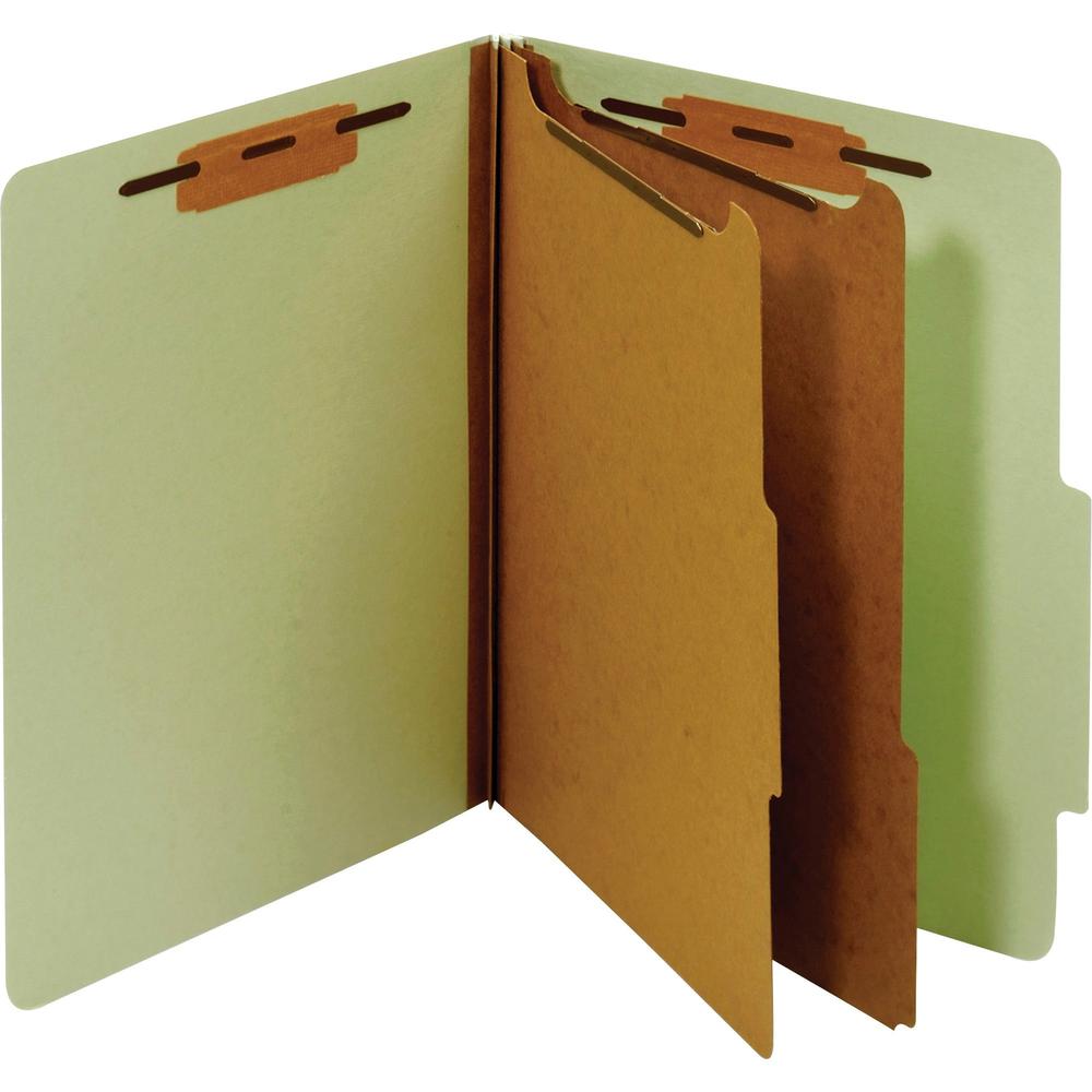 Pendaflex Letter Recycled Classification Folder - 8 1/2" x 11" - 1" Fastener Capacity for Folder - 2 Divider(s) - Pressboard, Tyvek - Green - 60% Recycled - 1 Each. Picture 1