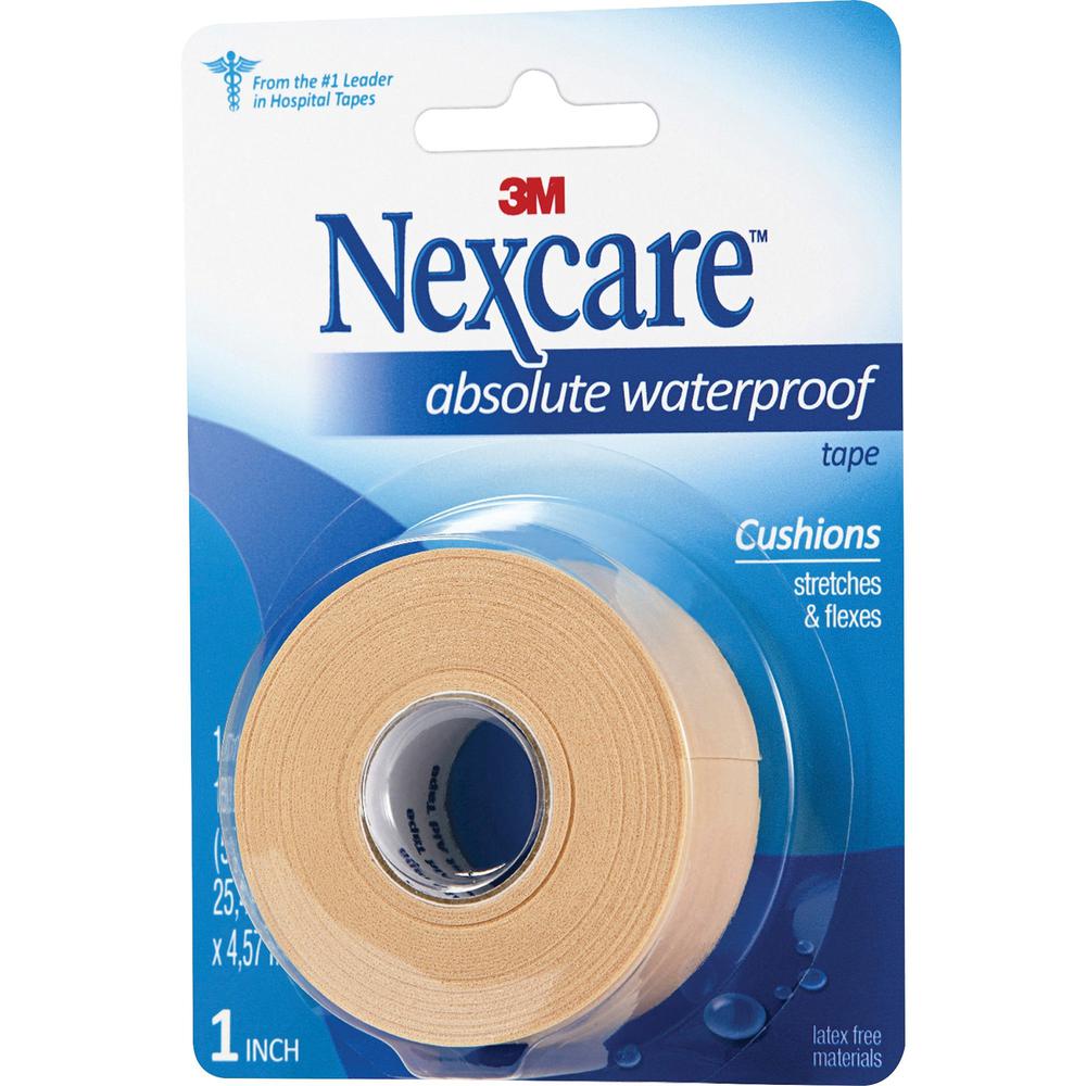 Nexcare Waterproof Tape - 15 ft Length x 1" Width - Foam - Dispenser Included - Water Proof - For First Aid - 1 Each - Aqua. Picture 1