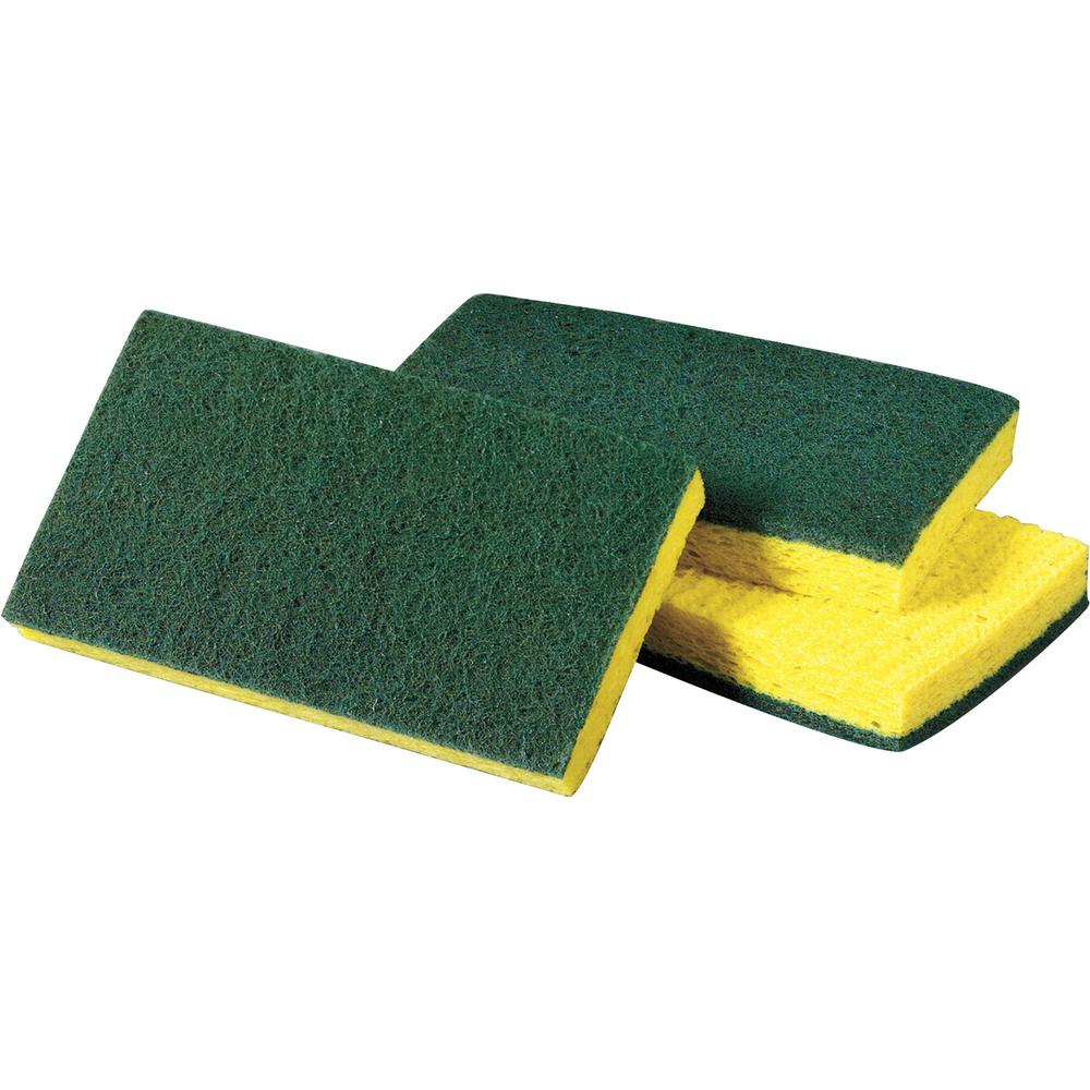 Scotch-Brite Medium-Duty Scrub Sponges - 6.3" Height x 3.5" Width - 20/Carton - Cellulose - Yellow, Green. Picture 1