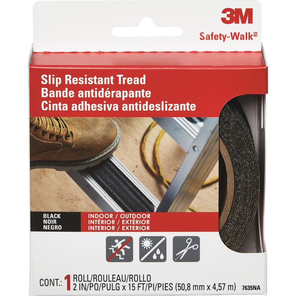 3M Safety Walk Outdoor Tread - 15 ft Length x 2" Width - For Marking - 1 Each - Black. Picture 1