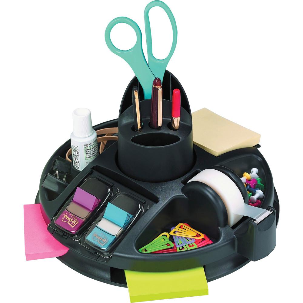3M Rotary Desktop Organizer - 5.5" Height x 9.5" Width x 9.5" Depth - Desktop - Non-skid - 15% Recycled - Plastic - 1 Each. The main picture.