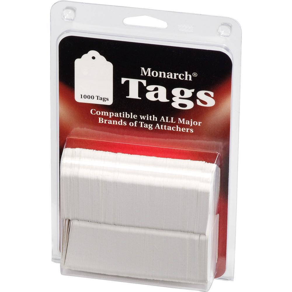 Monarch Stringless White Tags - 1.13" Length x 1.75" Width - Rectangular - 1000 / Pack - Paper - White. Picture 1