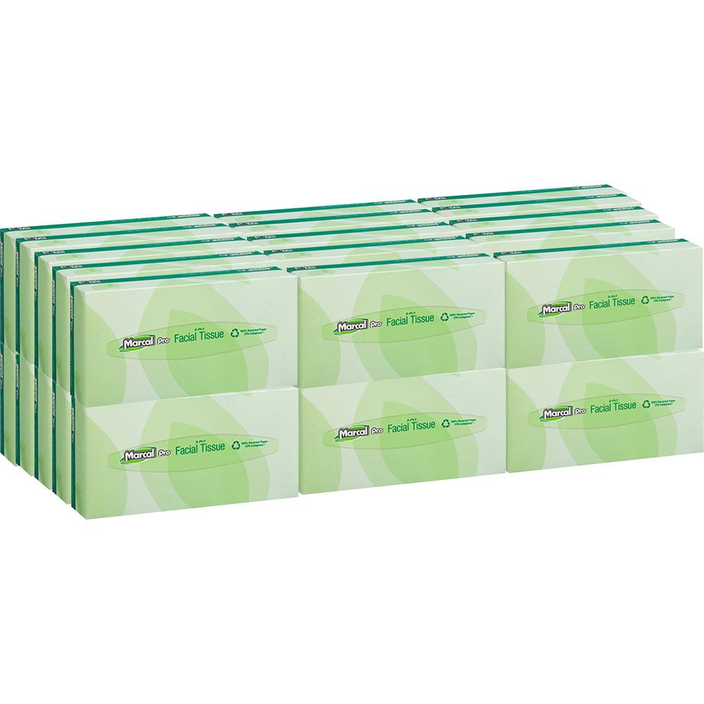Marcal Pro Facial Tissue - Flat Box - 2 Ply - 4.50" x 8.60" - White - 100 Per Box - 30 / Carton. Picture 1