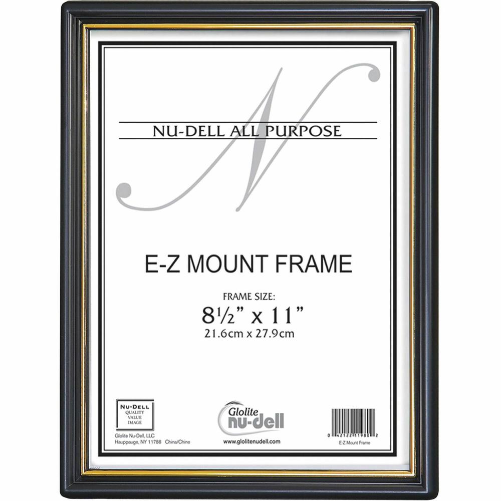 NuDell EZ Mount Plastic Wall Frame - Holds 8" x 10" Insert - 1 Each - Black, Black. Picture 1