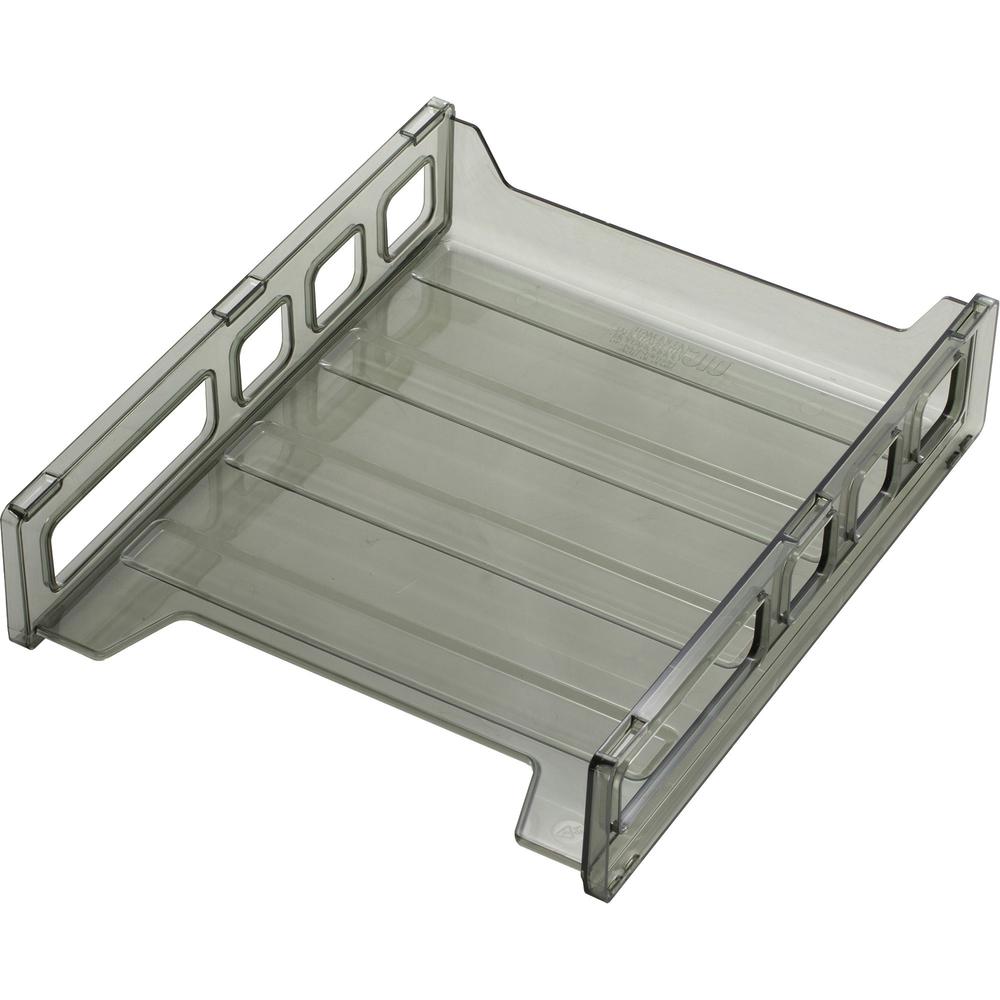 Officemate Front Load Letter Tray - 12.5" Height x 10.5" Width x 2.9" DepthDesktop - Stackable, Durable - Smoke - 1 Each. Picture 1