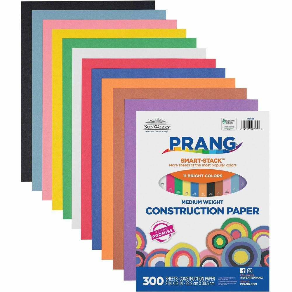 Prang Smart-Stack Construction Paper - Multipurpose - 9"Width x 12"Length - 300 / Pack - Assorted. Picture 1