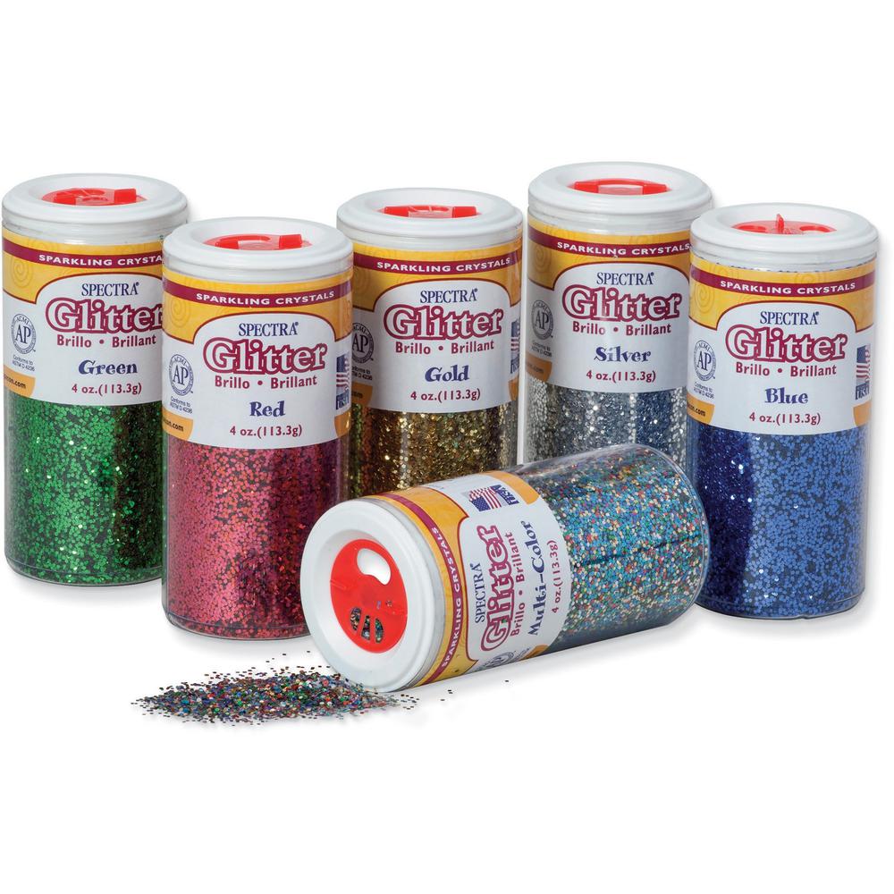 Spectra Glitter Sparkling Crystals - 4 oz - 6 / Set - Assorted. Picture 1
