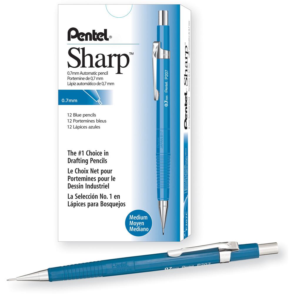 Pentel Sharp Automatic Pencils - #2 Lead - 0.7 mm Lead Diameter - Refillable - Blue Barrel - 1 Each. The main picture.