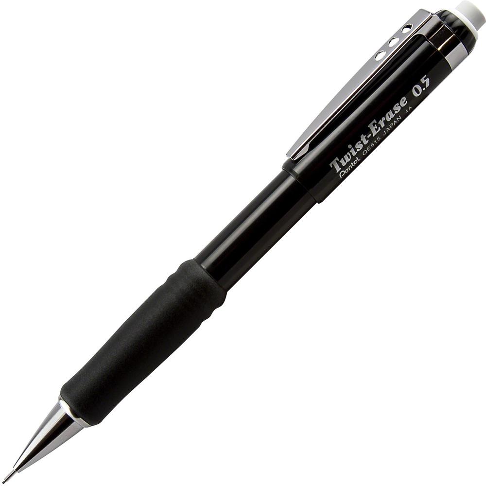 Pentel Twist-Erase III Mechanical Pencil - HB Lead - 0.5 mm Lead Diameter - Refillable - Black Barrel - 1 Each. Picture 1