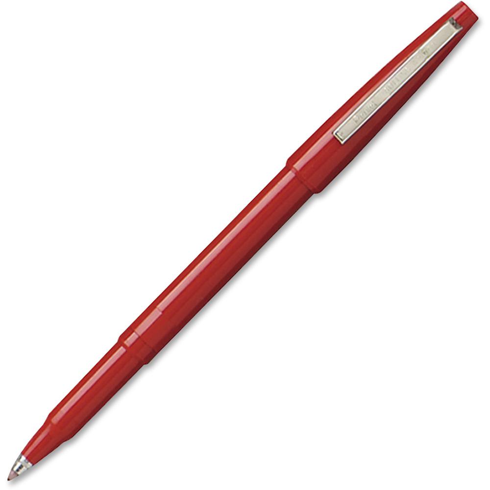 Pentel Rolling Writer Pens - Medium Pen Point - 0.8 mm Pen Point Size - Red - Red Plastic Barrel - 12 / Dozen. Picture 1