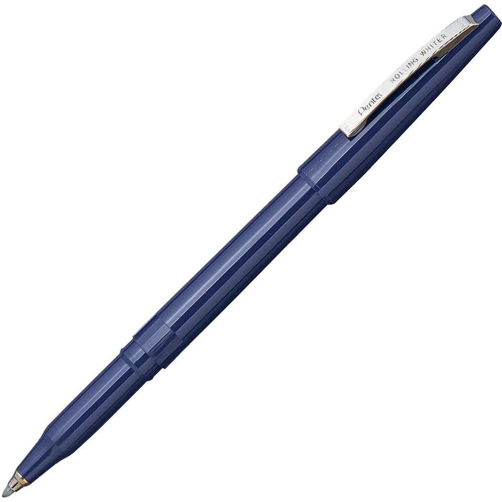 Pentel Rolling Writer Pens - Medium Pen Point - 0.8 mm Pen Point Size - Blue - Blue Plastic Barrel - 1 / Each. Picture 1