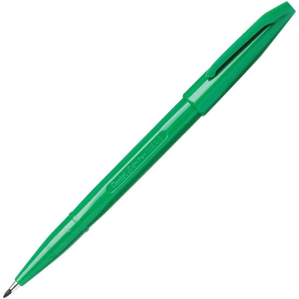 Pentel Fiber-tipped Sign Pens - Bold Pen Point - Green Water Based Ink - Fiber Tip - 1 Dozen. Picture 1