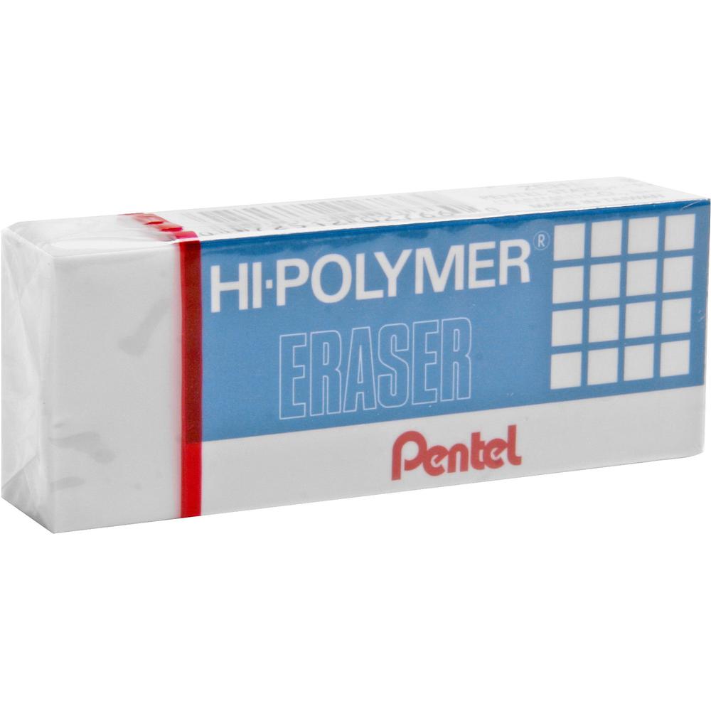 Pentel Hi-Polymer Eraser - White - Block - 2.6" Width x 0.5" Height x 1" Depth x - 1 Each - Non-abrasive, Latex-free. Picture 1