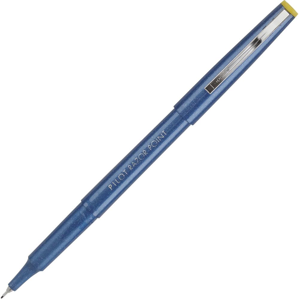 Pilot Razor Point Marker Pens - Extra Fine Pen Point - 0.3 mm Pen Point Size - Blue - Blue Plastic Barrel - Metal Tip - 1 Dozen. Picture 1