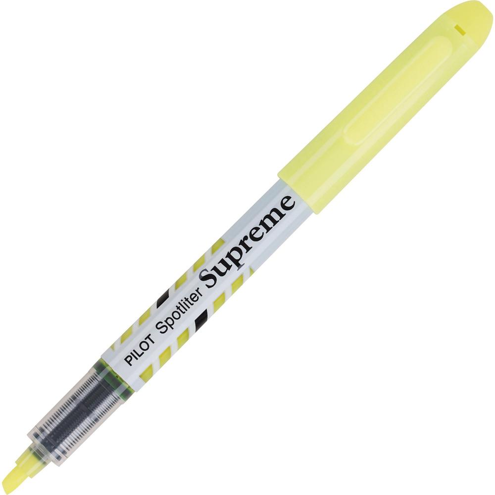 Pilot Spotliter Supreme Highlighters - Chisel Marker Point Style - Fluorescent Yellow - White Barrel - 1 Dozen. Picture 1