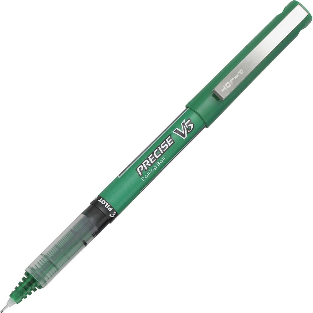 Pilot Precise V5 Extra-Fine Premium Capped Rolling Ball Pens - Fine Pen Point - 0.5 mm Pen Point Size - Green - Green Plastic Barrel - 1 Dozen. Picture 1