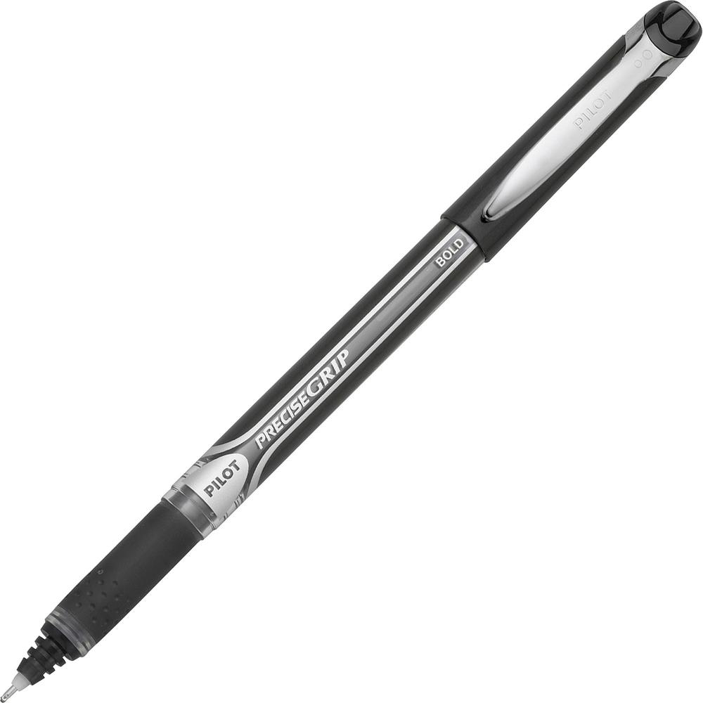 Pilot Precise Grip Bold Capped Rolling Ball Pens - Bold Pen Point - 1 mm Pen Point Size - Black - Black Barrel - 1 Dozen. Picture 1
