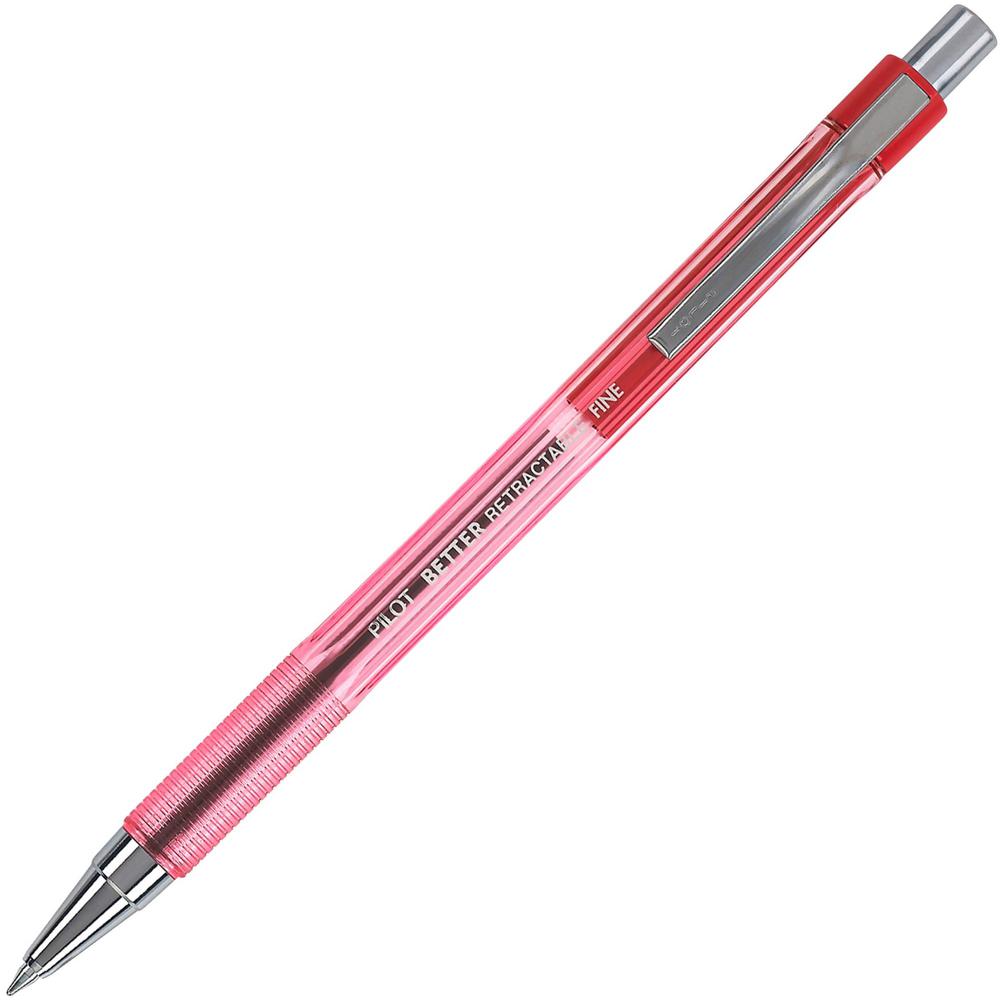 Pilot Better Retractable Ballpoint Pens - 0.7 mm Pen Point Size - Refillable - Retractable - Red - Translucent Barrel - 1 Dozen. Picture 1