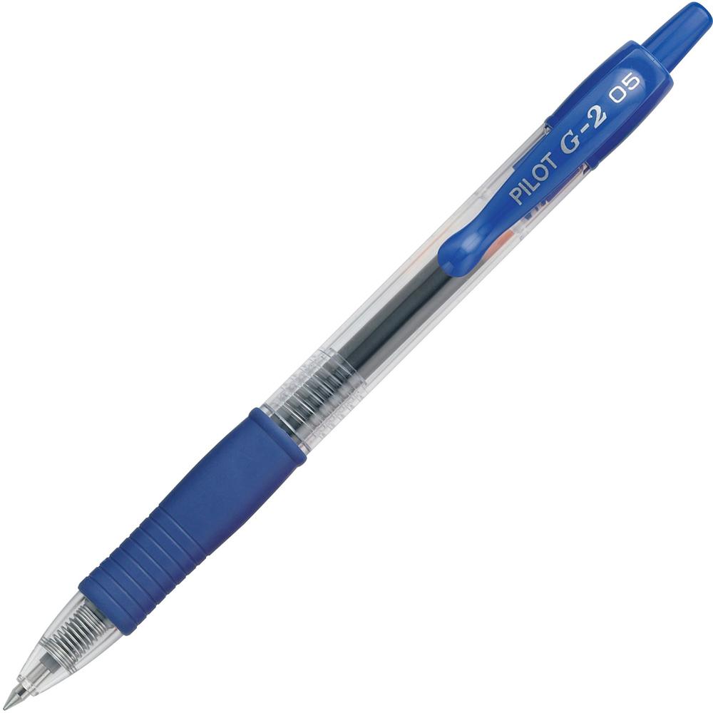 Pilot G2 Gel Ink Rolling Ball Pen - Extra Fine Pen Point - 0.5 mm Pen Point Size - Refillable - Retractable - Blue Gel-based Ink - Translucent Barrel - 1 Dozen. Picture 1