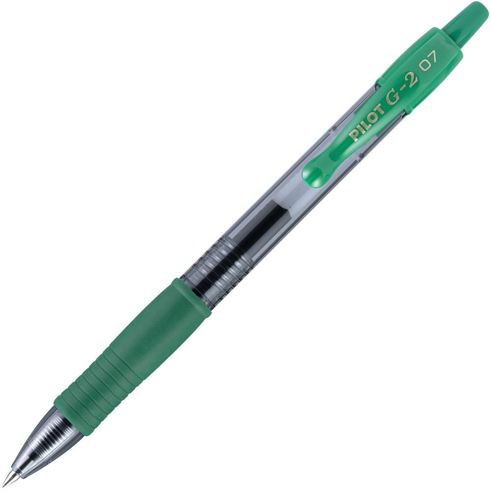 Pilot G2 Retractable Gel Ink Rollerball Pens - Fine Pen Point - 0.7 mm Pen Point Size - Refillable - Retractable - Green Gel-based Ink - Clear Barrel - 1 Dozen. Picture 1