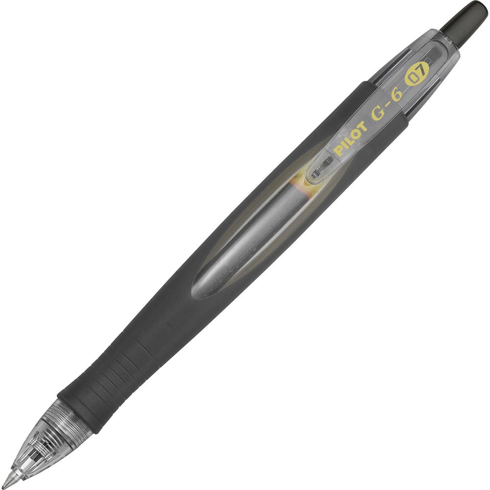 Pilot G6 Retractable Gel Pens - Fine Pen Point - 0.7 mm Pen Point Size - Refillable - Retractable - Black Gel-based Ink - Black Rubber Barrel - 1 Dozen. Picture 1