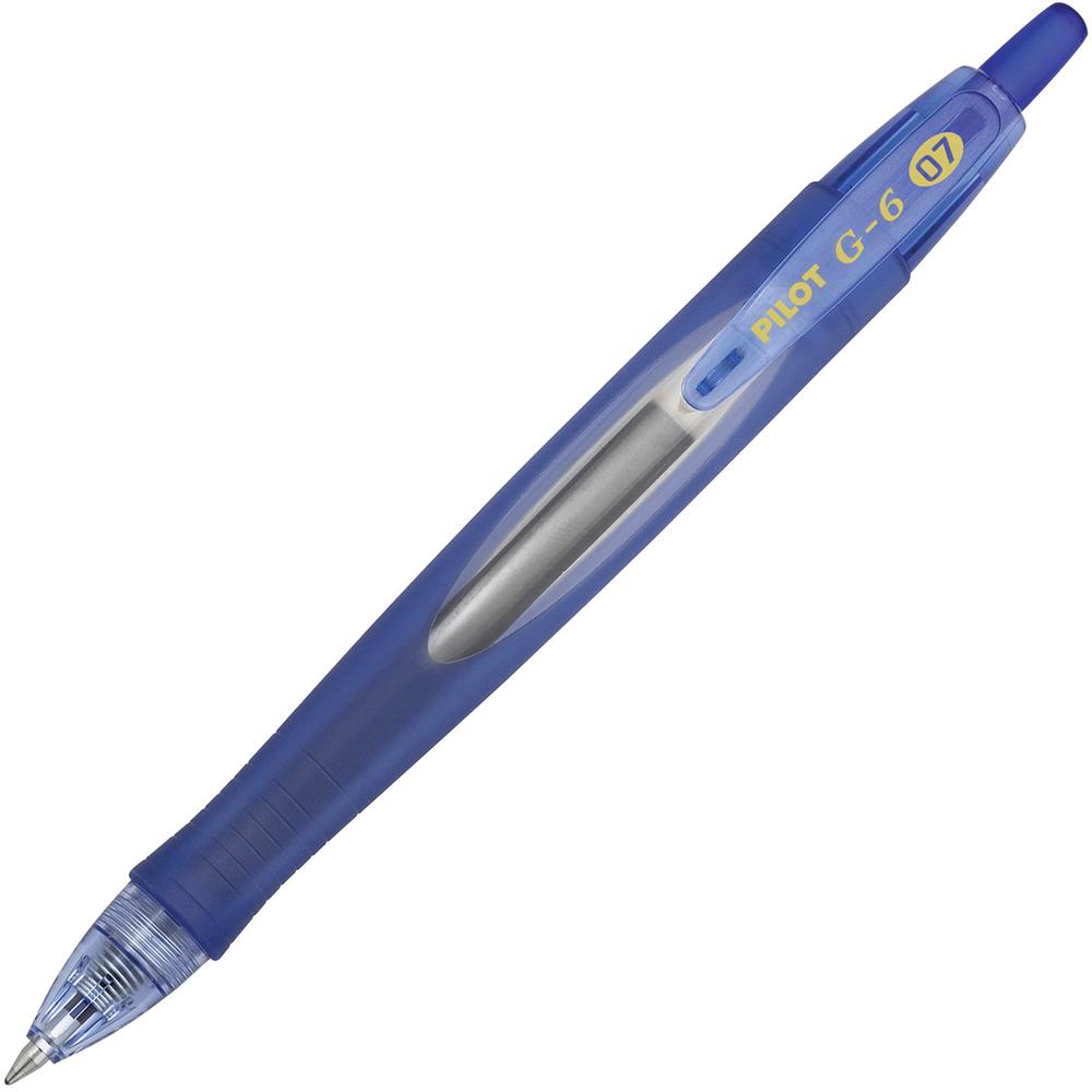 Pilot G6 Retractable Gel Pens - Fine Pen Point - 0.7 mm Pen Point Size - Refillable - Retractable - Blue Gel-based Ink - Blue Rubber Barrel - 1 Dozen. Picture 1