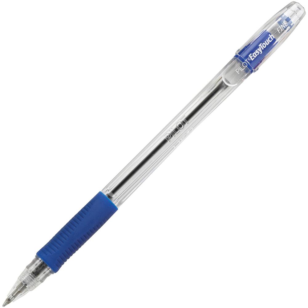 Pilot EasyTouch Ballpoint Pens - Fine Pen Point - 0.7 mm Pen Point Size - Refillable - Blue Oil Based Ink - Clear Barrel - 1 Dozen. Picture 1