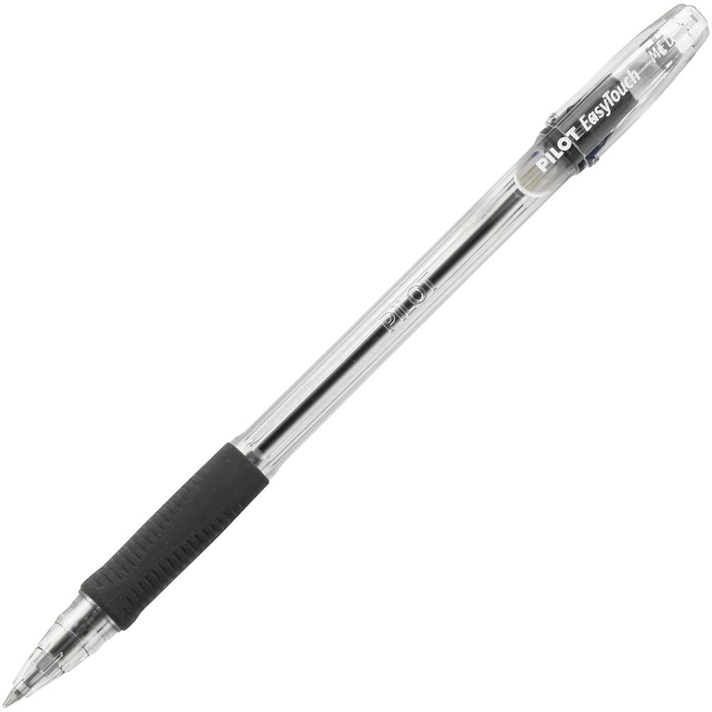 Pilot EasyTouch Ballpoint Pens - Medium Pen Point - 1 mm Pen Point Size - Refillable - Black Oil Based Ink - Clear Barrel - 1 Dozen. Picture 1