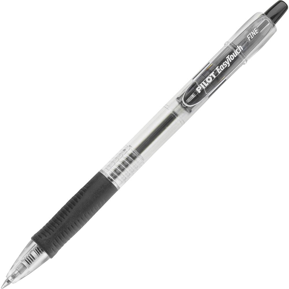 Pilot EasyTouch Retractable Ballpoint Pens - Fine Pen Point - 0.7 mm Pen Point Size - Refillable - Retractable - Black - Clear Barrel - 1 Dozen. Picture 1