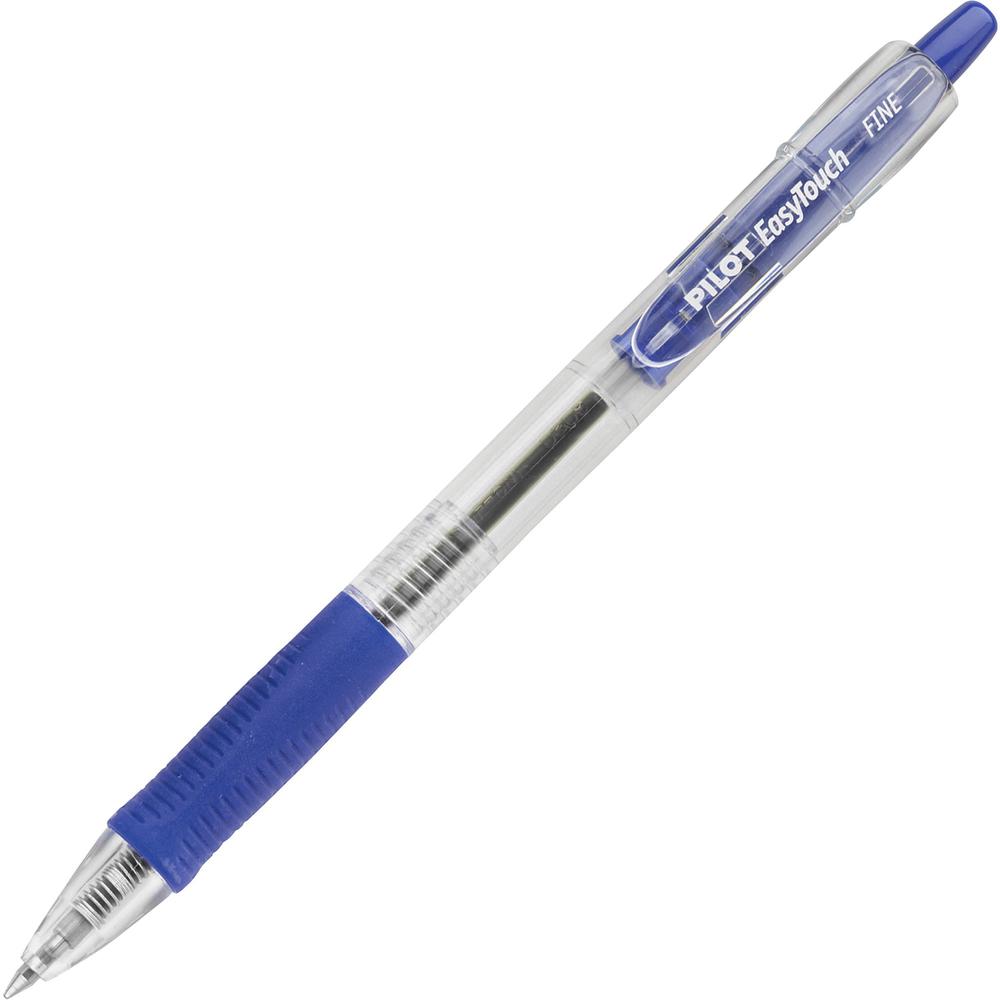 Pilot EasyTouch Retractable Ballpoint Pens - Fine Pen Point - 0.7 mm Pen Point Size - Refillable - Retractable - Blue - Clear Barrel - 1 Dozen. Picture 1