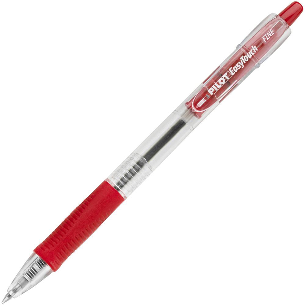 Pilot EasyTouch Retractable Ballpoint Pens - Fine Pen Point - 0.7 mm Pen Point Size - Refillable - Retractable - Red - Clear Barrel - 1 Dozen. Picture 1