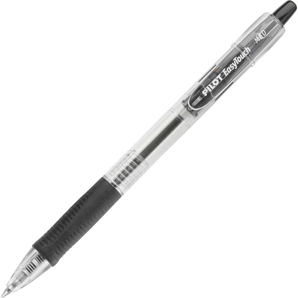 Pilot EasyTouch Retractable Ballpoint Pens - Medium Pen Point - 1 mm Pen Point Size - Refillable - Retractable - Black - Clear Barrel - 1 Dozen. Picture 1
