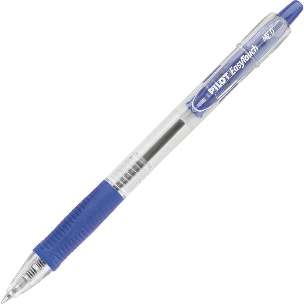 Pilot EasyTouch Retractable Ballpoint Pens - Medium Pen Point - 1 mm Pen Point Size - Refillable - Retractable - Blue - Clear Barrel - 1 Dozen. Picture 1