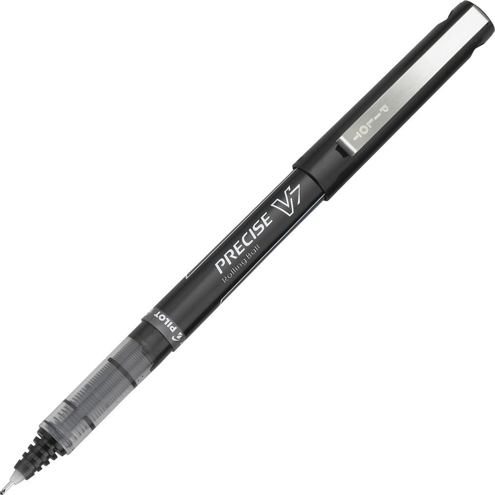 Pilot Precise V7 Fine Premium Capped Rolling Ball Pens - Fine Pen Point - 0.7 mm Pen Point Size - Black - Black Plastic Barrel - 1 Dozen. The main picture.