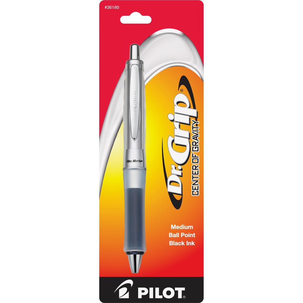 Pilot Dr. Grip Center of Gravity Retractable Ballpoint Pens - Medium Pen Point - 1 mm Pen Point Size - Refillable - Retractable - Black - Clear Barrel - 1 Each. Picture 1