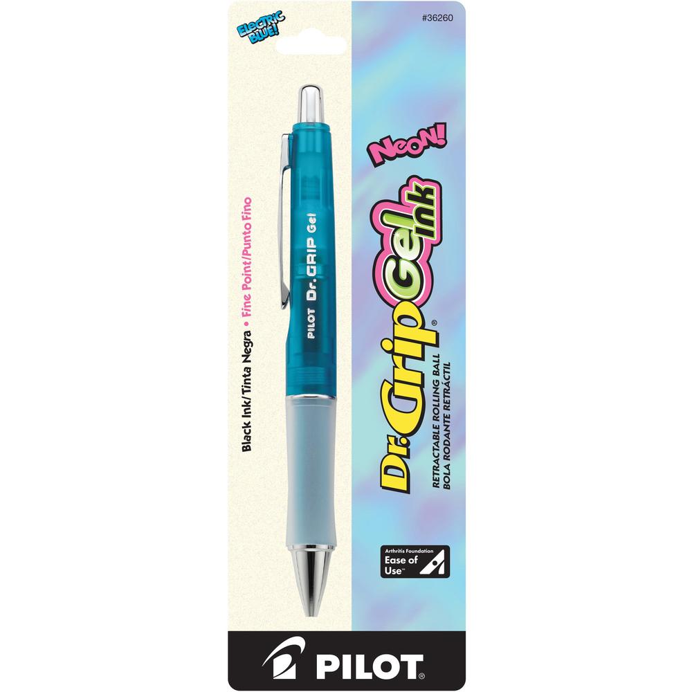Pilot Dr. Grip Retractable Gel Rollerball Pens - 0.7 mm Pen Point Size - Refillable - Retractable - Black Gel-based Ink - Electric Blue Barrel - 1 Each. Picture 1