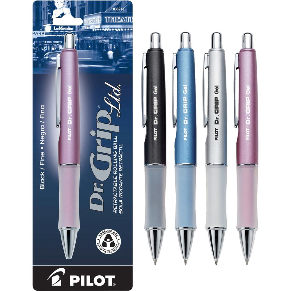Pilot Dr. Grip Retractable Gel Rollerball Pens - Fine Pen Point - 0.7 mm Pen Point Size - Refillable - Retractable - Black Gel-based Ink - Assorted Barrel - 1 Each. Picture 1