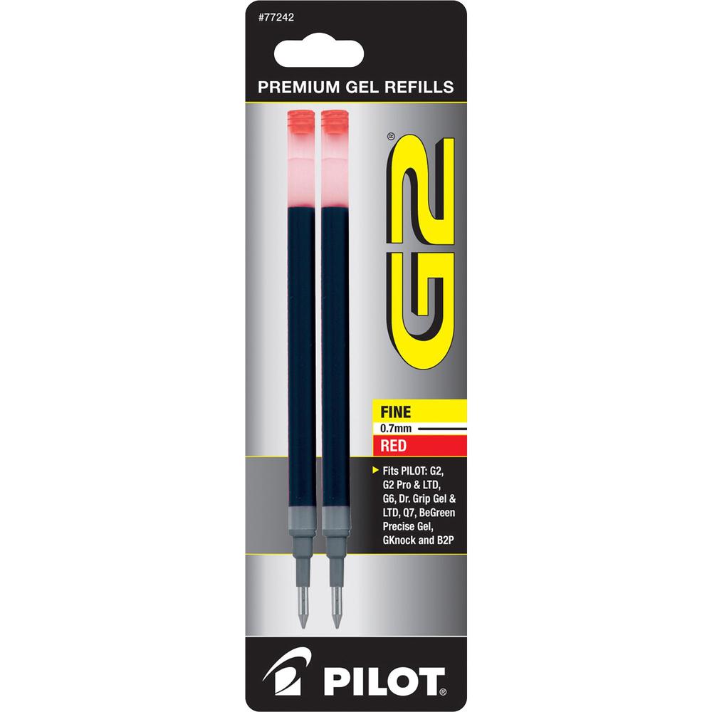 Pilot G2 Premium Gel Ink Pen Refills - 0.70 mm, Fine Point - Red Ink - Smear Proof - 2 / Pack. Picture 1