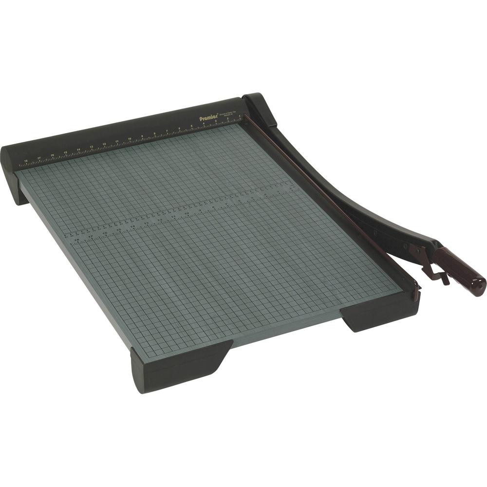Premier Heavy-Duty Wood Series Paper Trimmers - 1 x Blade(s)Cuts 20Sheet - 18" Cutting Length - Straight Cutting - 5.5" Height x 20.3" Width x 26.6" Depth - Wood Base, Steel Blade - Green. Picture 1