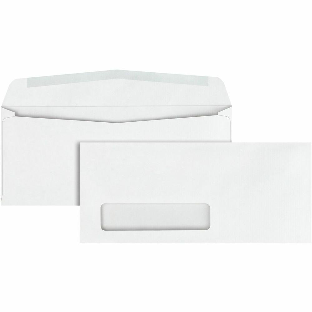 Quality Park No. 10 Single Window Business Envelopes with Embossed Ridges - Single Window - #10 - 4 1/8" Width x 9 1/2" Length - 24 lb - Gummed - Poly - 500 / Box - White. Picture 1