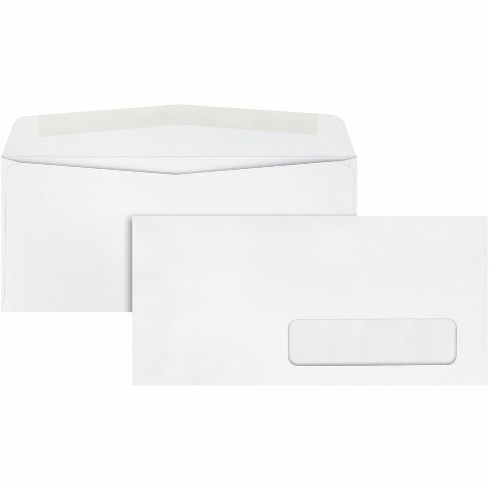 Quality Park No. 10 Single Right Window Envelopes - Single Window - #10 - 4 1/8" Width x 9 1/2" Length - 24 lb - Adhesive - Wove - 500 / Box - White. Picture 1