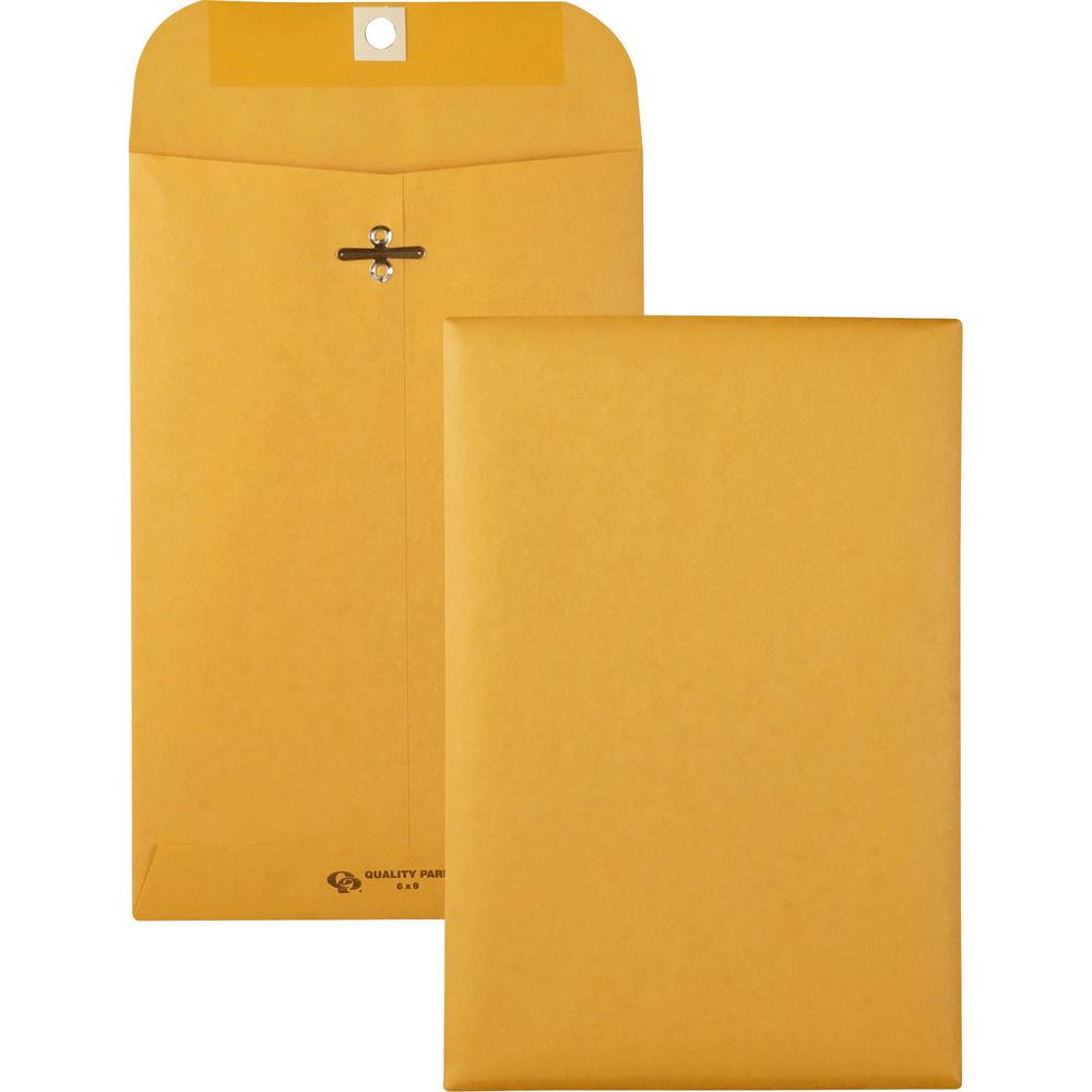 Quality Park Gummed Kraft Clasp Envelopes - Clasp - #55 - 6" Width x 9" Length - 28 lb - Gummed - Kraft - 100 / Box - Kraft. The main picture.