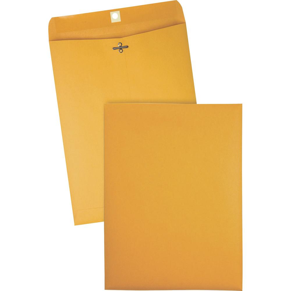 Quality Park 9 x 12 Clasp Envelopes with Deeply Gummed Flaps - Clasp - #90 - 9" Width x 12" Length - 28 lb - Gummed - Kraft - 100 / Box - Kraft. Picture 1