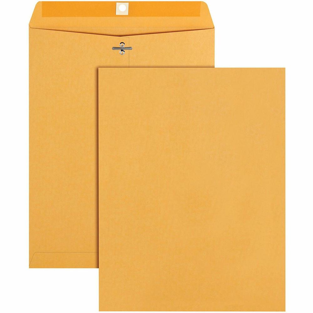 Quality Park Gummed Kraft Clasp Envelopes - Clasp - #93 - 9 1/2" Width x 12 1/2" Length - 28 lb - Gummed - Kraft - 100 / Box - Kraft. Picture 1