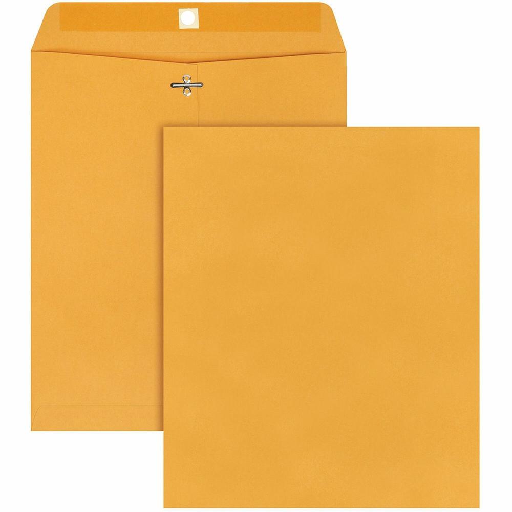 Quality Park 10 x 12 Clasp Envelopes with Deeply Gummed Flaps - Clasp - #95 - 10" Width x 12" Length - 28 lb - Gummed - Kraft - 100 / Box - Kraft. Picture 1