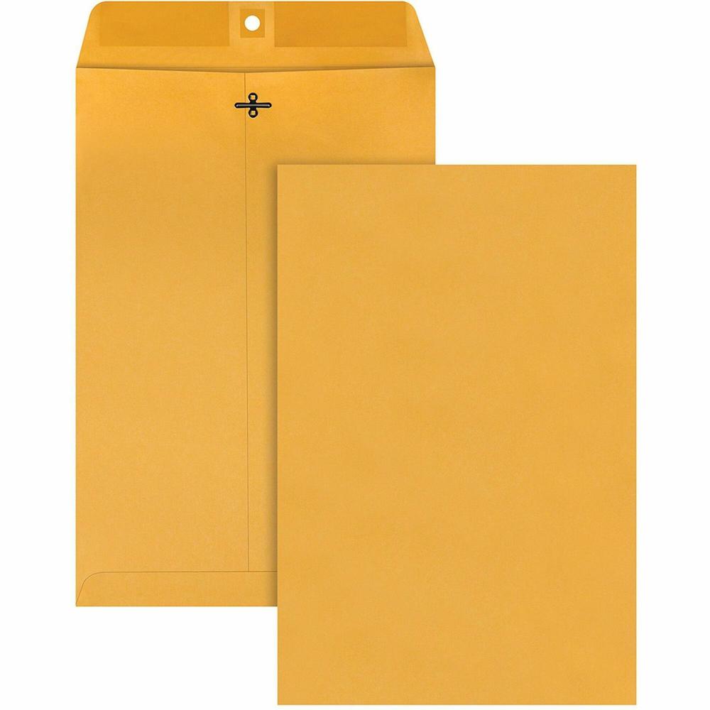 Quality Park 10 x 15 Clasp Envelopes with Deeply Gummed Flaps - Clasp - #98 - 10" Width x 15" Length - 28 lb - Gummed - Kraft - 100 / Box - Kraft. Picture 1
