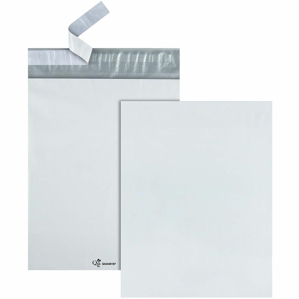 Quality Park 10 x 13 Poly Shipping Mailers with Self-Seal Closure - Catalog - #13 - 10" Width x 13" Length - Self-sealing - Polyethylene - 100 / Pack - White. Picture 1