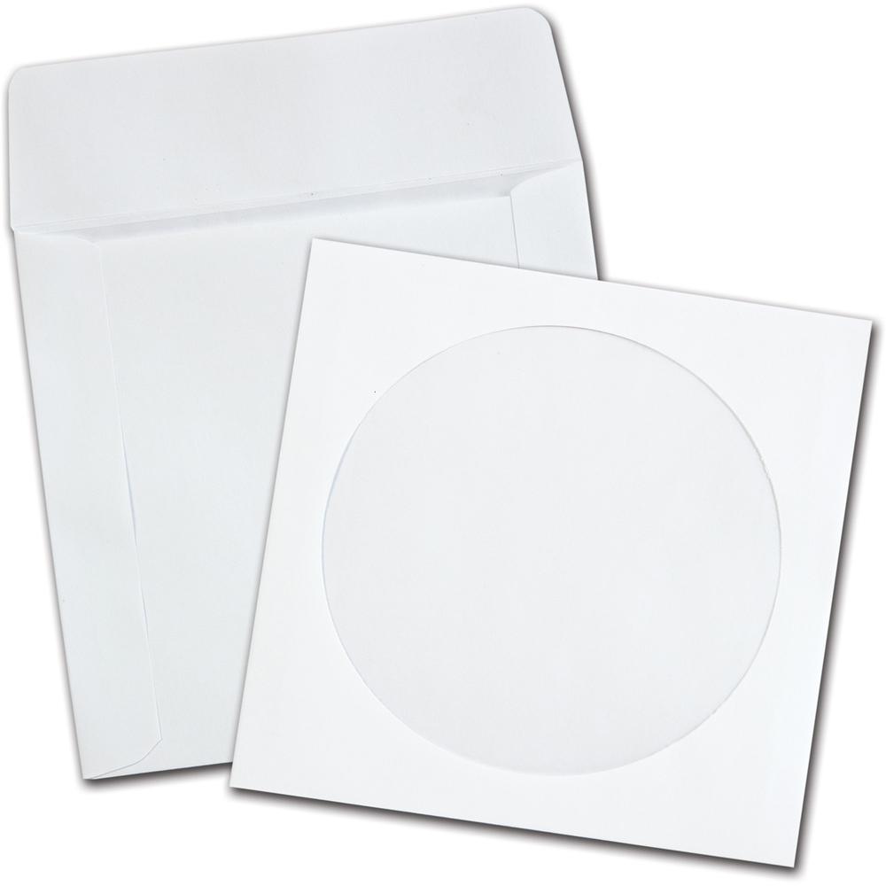 Quality Park Paper CD/DVD Sleeves - CD/DVD - 5" Width x 4 7/8" Length - 24 lb - Wove - 100 / Box - White. The main picture.