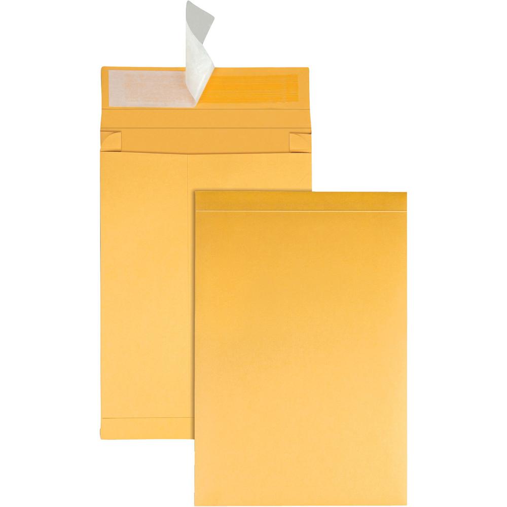 Quality Park 9 x 12 x 2 Expansion Envelopes with Self-Seal Closure - Expansion - 9" Width x 12" Length - 2" Gusset - 40 lb - Self-sealing - Kraft - 25 / Pack - Kraft. Picture 1